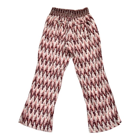 Rewash Brand Lounge Pants Red White‎ Linen Rayon L Large Elastic Waist Tie Dye - Picture 1 of 2